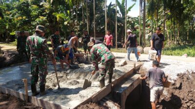 Bahu membahu bersama masyarakat, Satgas TMMD Kodim Dumai terus membangun infrastruktur kelurahan