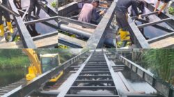 Polisi dibantu warga terus berjibaku rampungkan Jembatan Merah Putih di Dumai