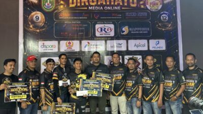 HUT 3 Media Online di Dumai berjalan meriah, Aran PJB Juarai Turnamen Biliar Riau Sumbar